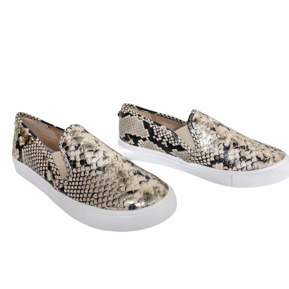 New Steve Madden Metallic Gold Snakeskin Symba Platform Slip On Sneakers 6.5 - Picture 3 of 10